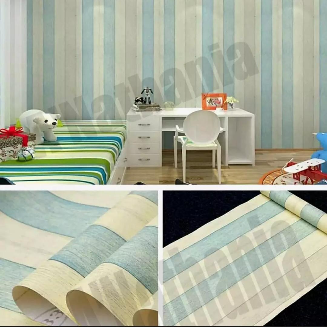 WALLPAPER Stiker Dinding Motif Dan Karakter PREMIUM Quality Size 45cm X 10M Kayu Dua Garis Hijau