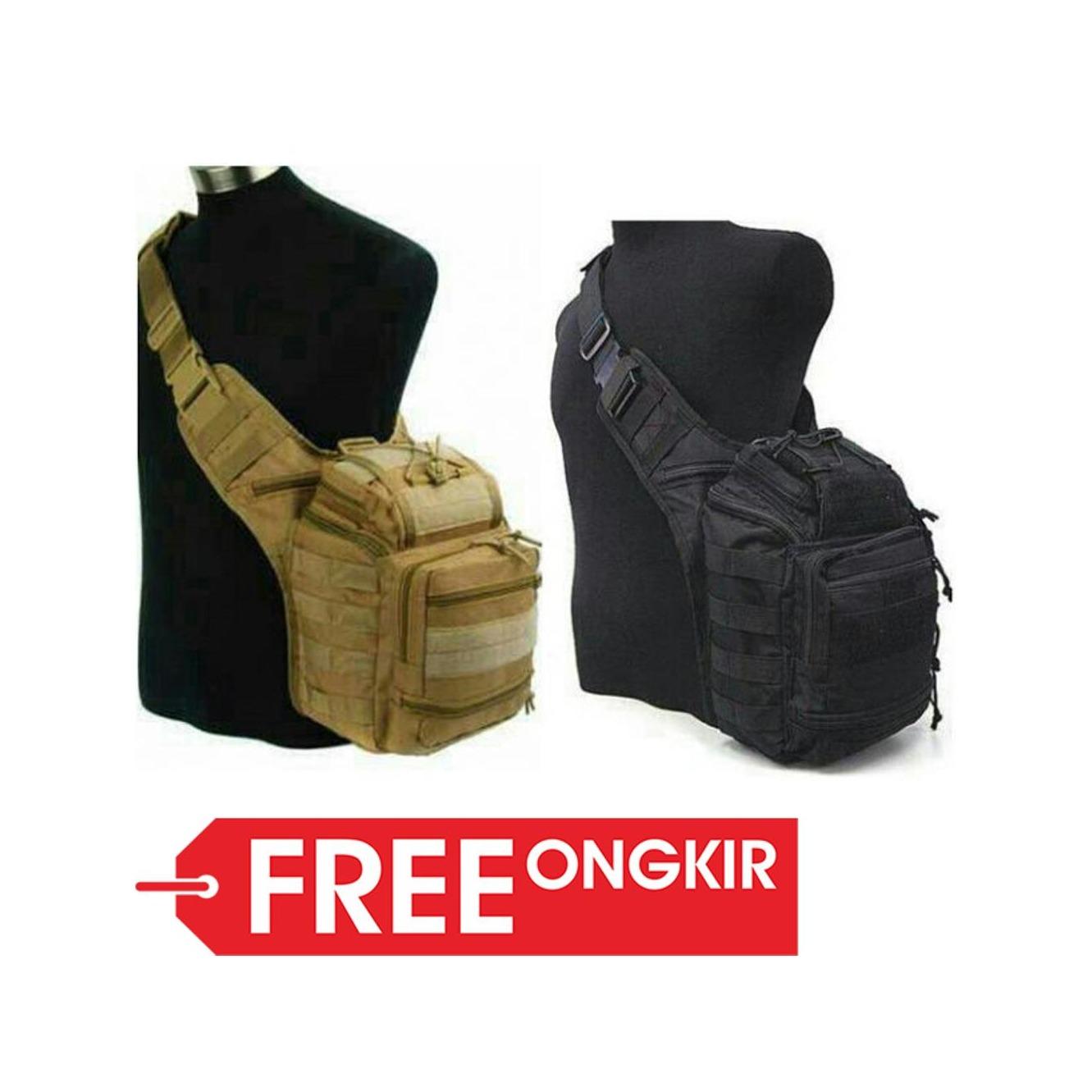 PROMO Tas Army Selempang Tactical Pria Type 803 Import (Side Bag, Militer, Polisi, Gurun, Tan, Pinggang, Kamera, Outdoor, Sport)