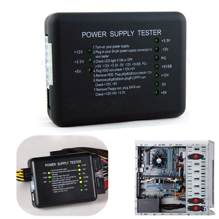 Komputer PC Power PSU Tester LED 20/24 Pin Port ATX BTX ITX SATA HDD