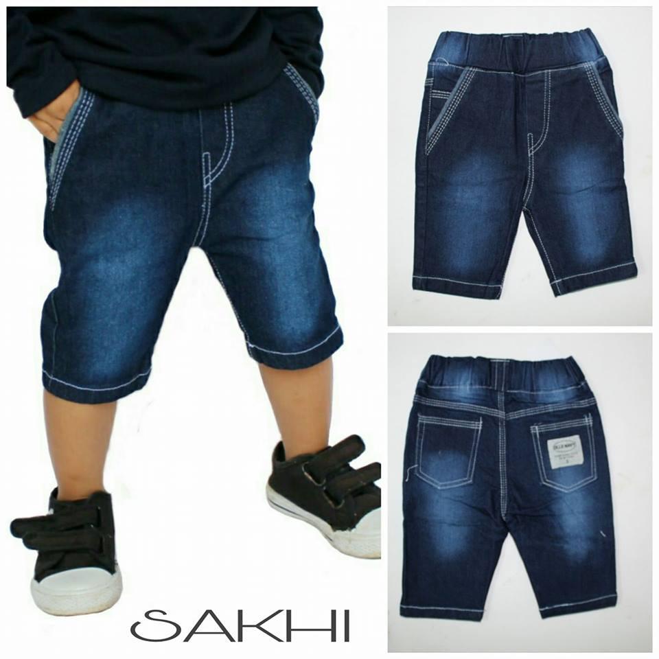 celana pendek anak laki laki bahan jeans warna navi