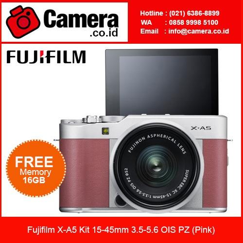 Fujifilm X-A5 Kit 15-45mm 3.5-5.6 OIS PZ (Pink) Kamera Mirrorless