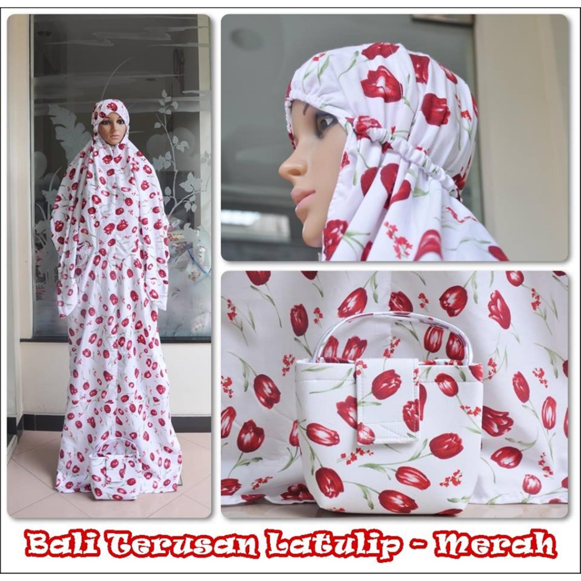 Mukena Terusan Latulip Merah