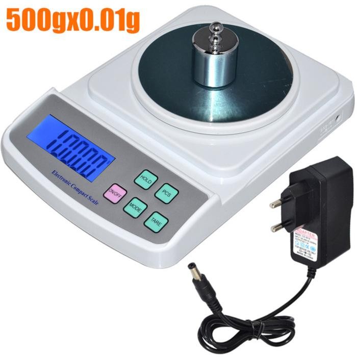 BEST SELLER - Timbangan Digital Besar Akurasi 0.01g Kapasitas 500g + Power Adaptor