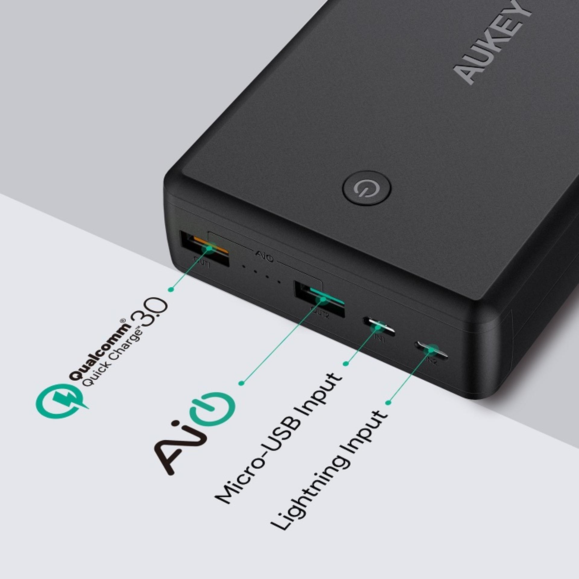 ... Aukey PB-T11 30000mah PowerAll Quick Charge 3.0 Power Bank - Hitam ...