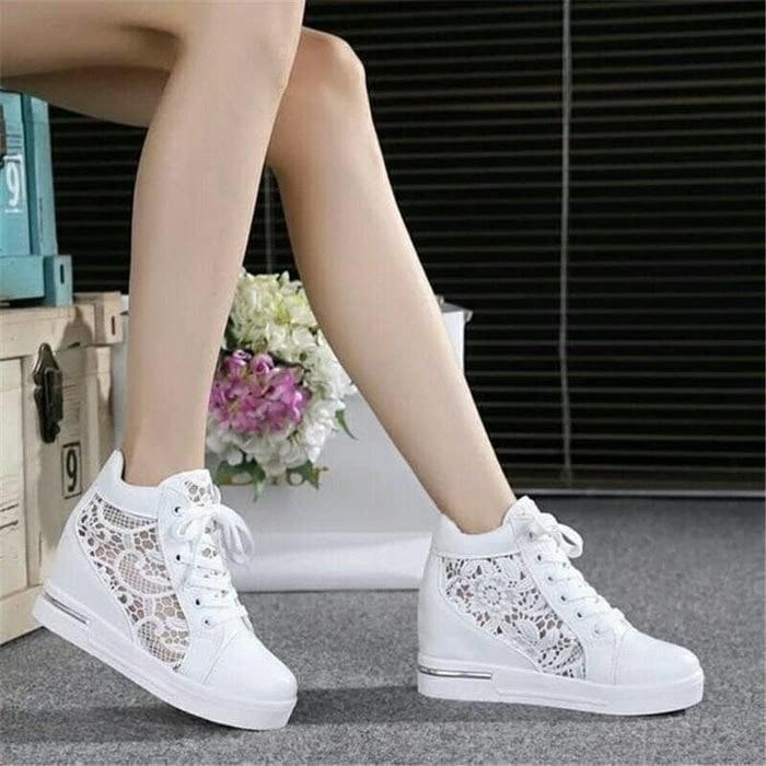 SNEAKER WEDGES WHITE SNOW BROKAT Murah Casual Grosir