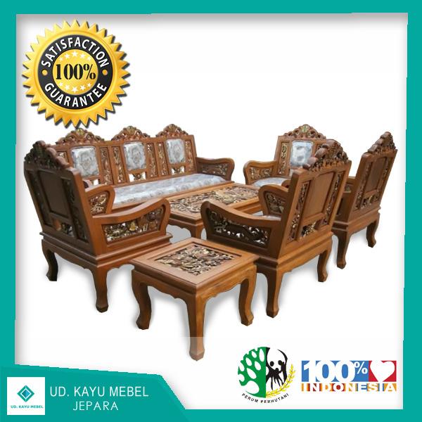 Kursi Tamu Set Ukir Antik Hongkong Kayu Jati