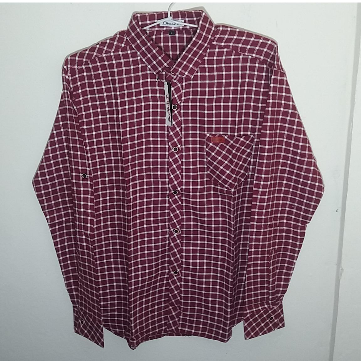 Kemeja Flanel Pria Panjang Lengan Tak Kotak Merah Bata