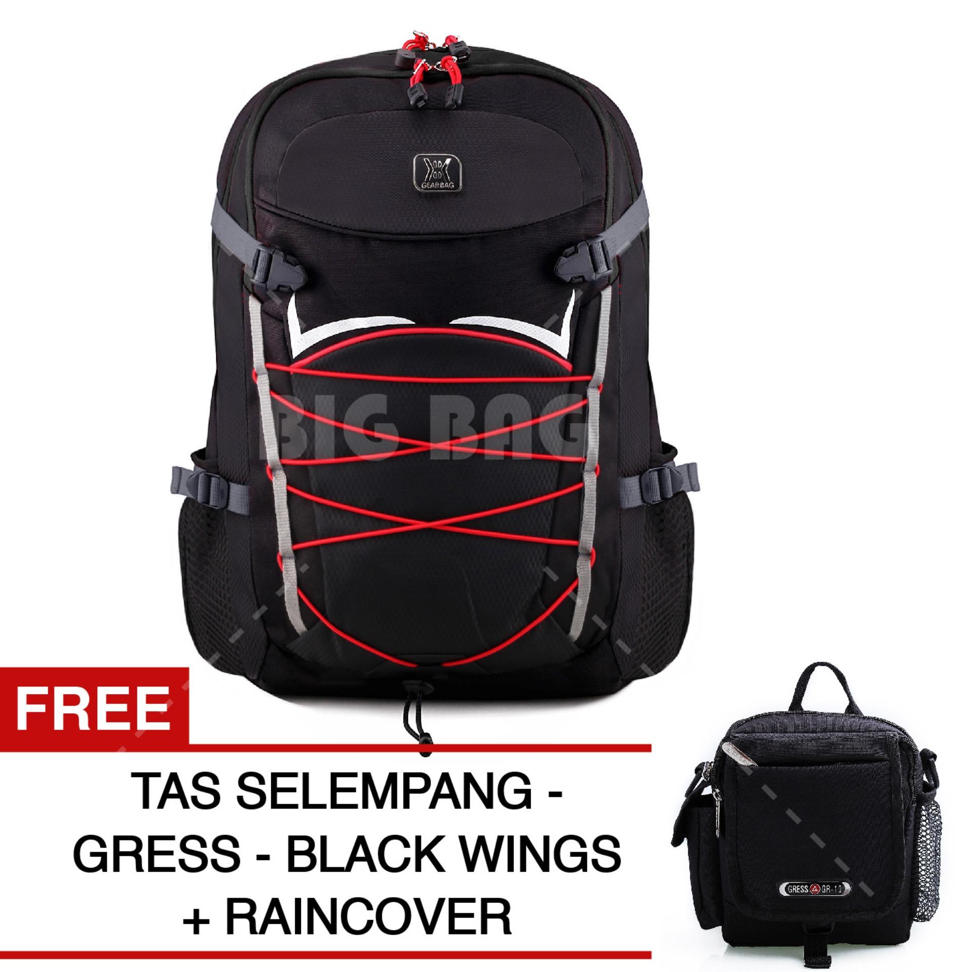 Tas Ransel Gear Bag Apocalypse Tas Laptop Backpack - Black Red + Raincover + FREE Gress Black Wings Tas Pria Tas Kerja Tas Messenger Tas Slempang Tas Fashion Pria