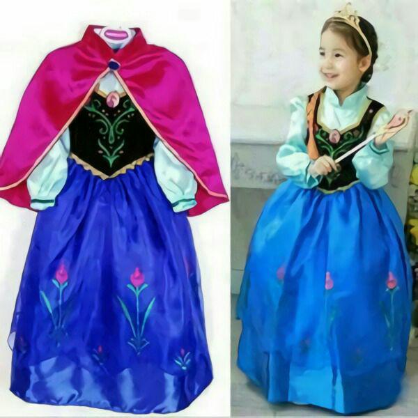 Baju dress kostum anna frozen jubah pink usia 5-6 tahun