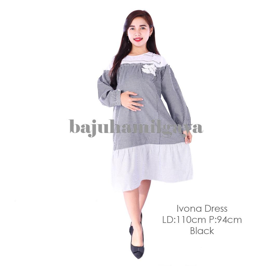 Baju Hamil Gaya Dress Hamil - IVONA DRESS BLACK - Terusan Hamil / Dress Menyusui / Baju Wanita Hamil / Baju Ibu Hamil Murah / Baju Hamil Murah / Baju Hamil Harga Murah / Baju Hamil Pesta / Baju Hamil Santai / Baju Hamil Kerja / Baju Kerja Hamil / Fashion