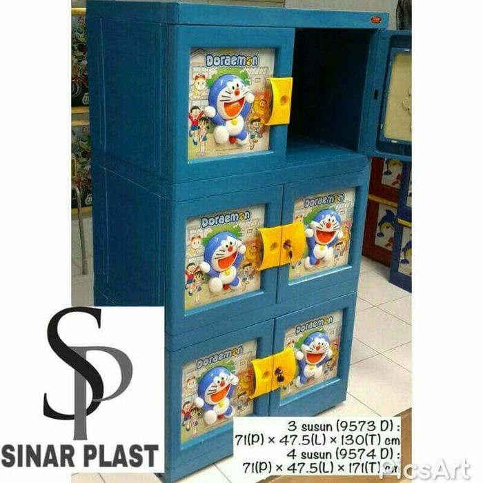 Lemari Plastik Lemari Pakaian Lemari Baju Naiba Doraemon Susun 3 Kunci