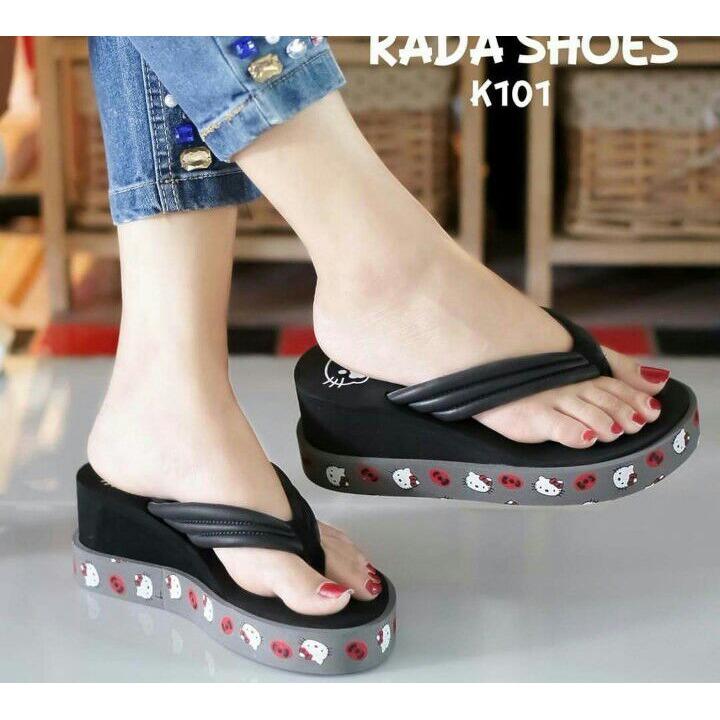 Sandal Jepit Wedges Wanita Spon Helokity