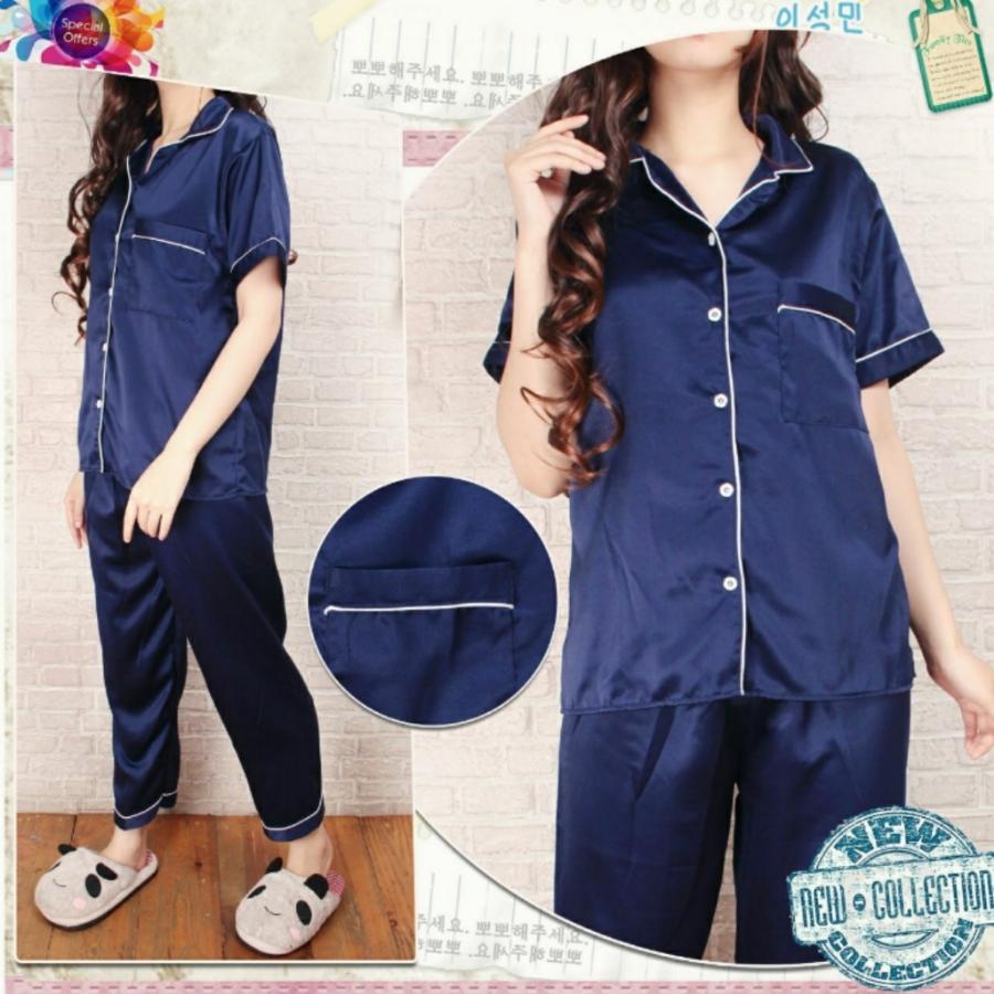 Newone shop piyama tidur wanita baju tidur wanita bahan satin celana panjang