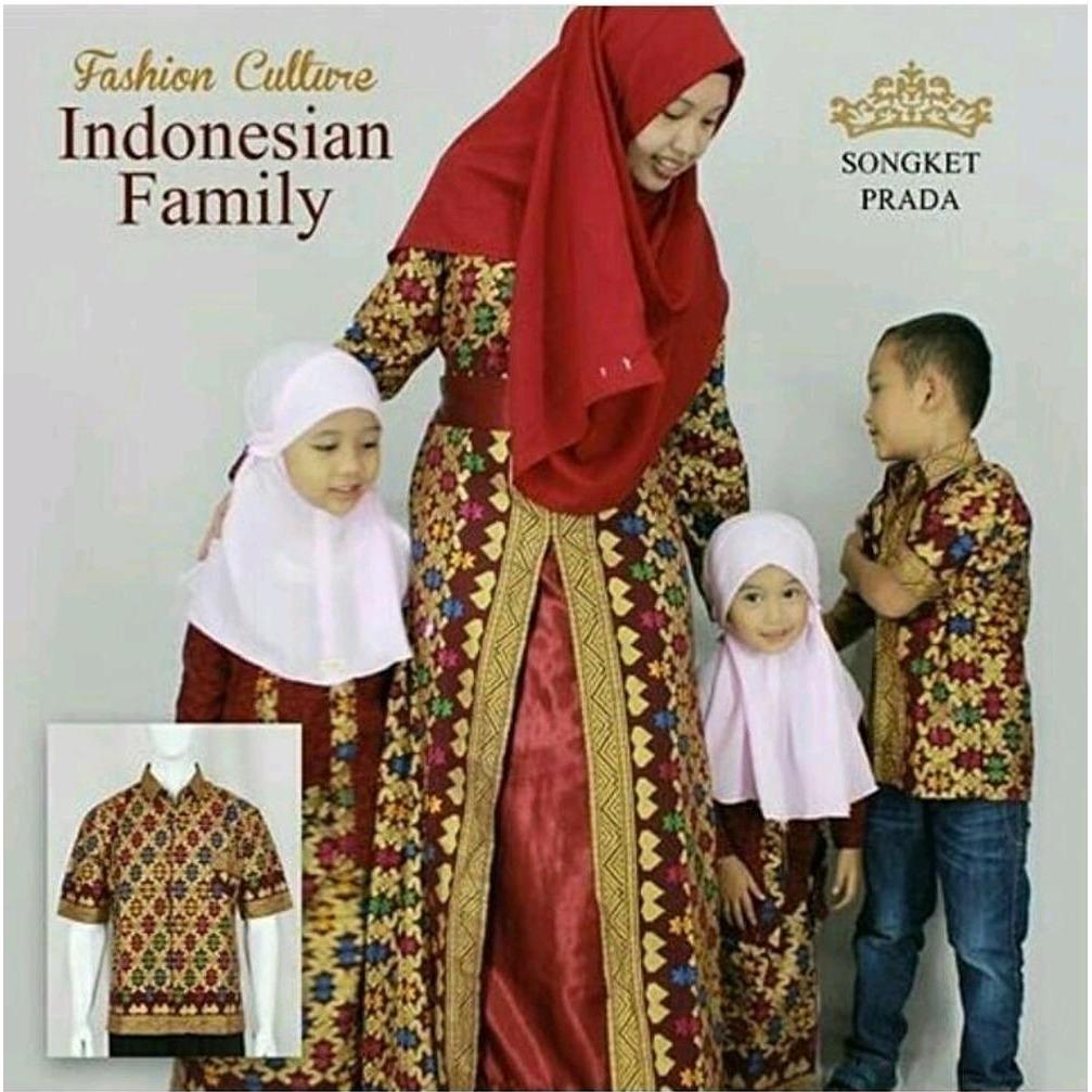 baju couple gamis batik keluarga terbaru warna marun DY1814