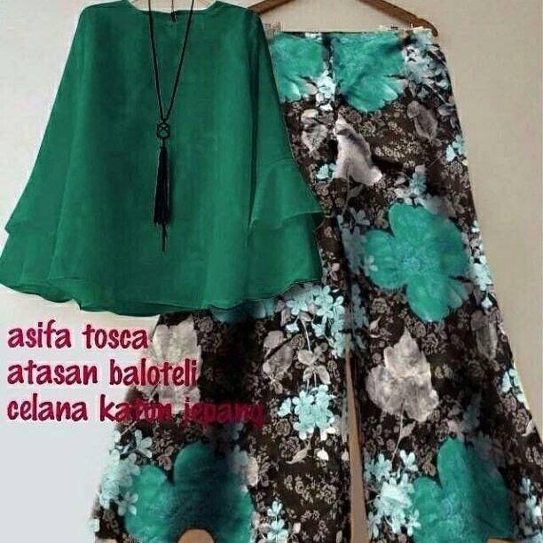 Baju Original Asyifa Setelan Blouse & Celana Pakaian Wanita Muslim Panjang Atasan Rok Cewek Muslimah Simple Trend 2018