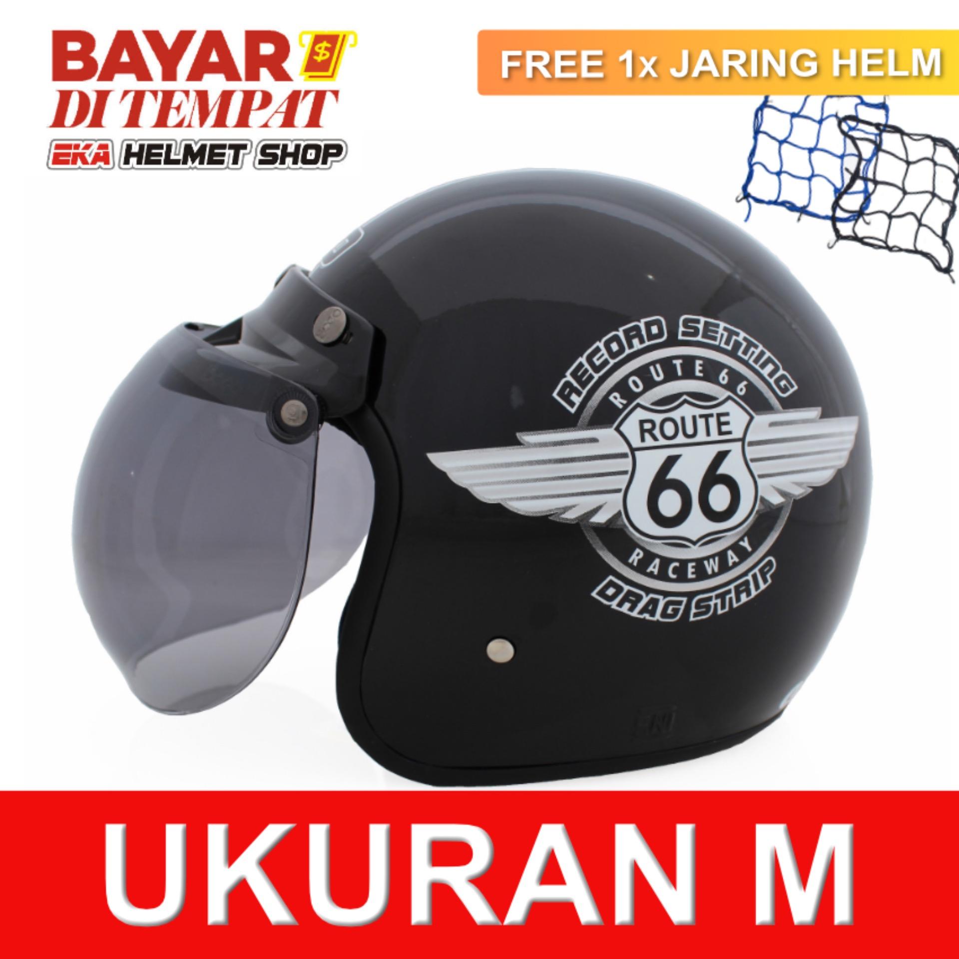 WTO Helmet Retro Bogo - 66 - Hitam + Promo Gratis Jaring Helm