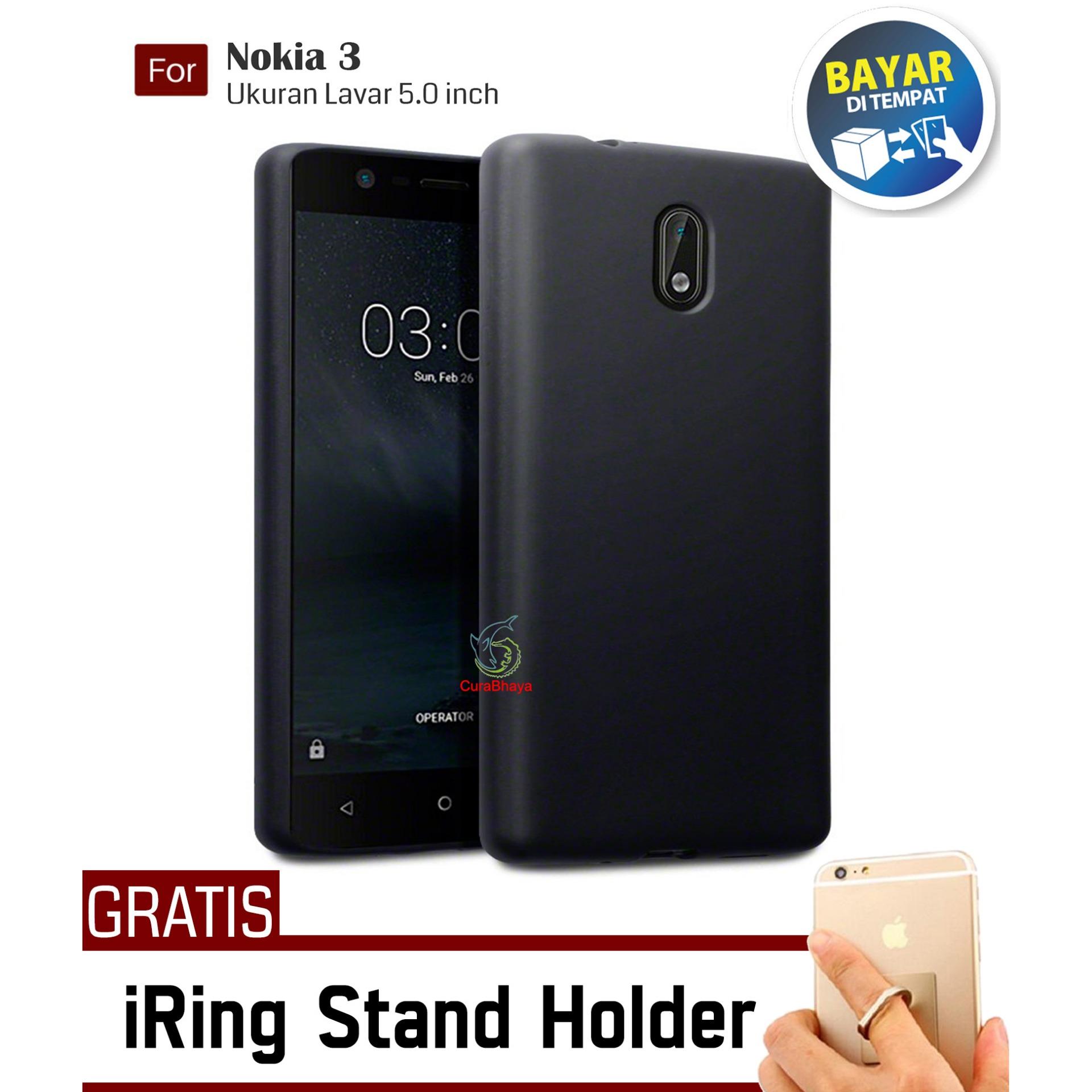 MidNight Nokia 3 | Slim Case Black Matte Softcase Premium Baby Skin + Gratis Free iRing