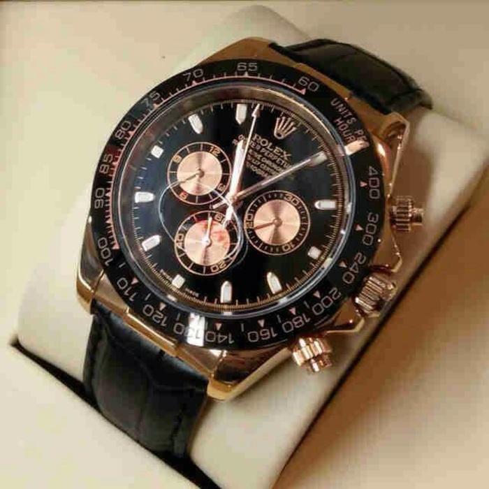 jam tangan rolex daytona tali kulit & gc / AC / fossil )