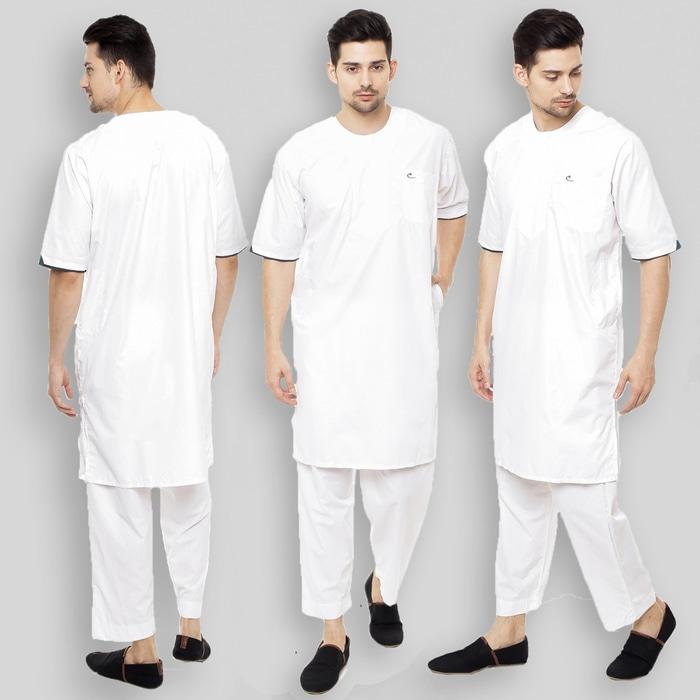 SETELAN Gamis ARABI Pria / Pakaian Muslim Pria Tangan Pendek Al-Isra