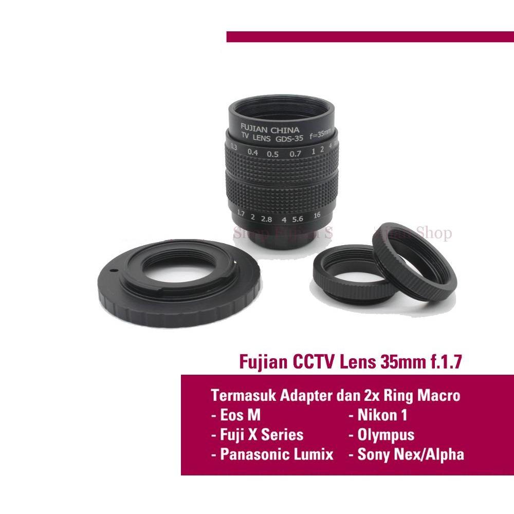 Lensa Manual mirrorless Fujian 35mm f1.7 CCTV Lens (Swirly Bokeh) buat sony Nex emount, Canon eosm, lumix,Olympus,Nikon, Fuji, m43 Bukan Yongnuo Meike