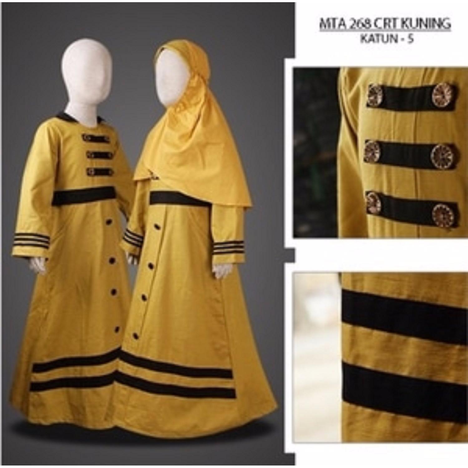 MTA268Kuning(10-12tahun) gamis syari jersey karakter anak grosir