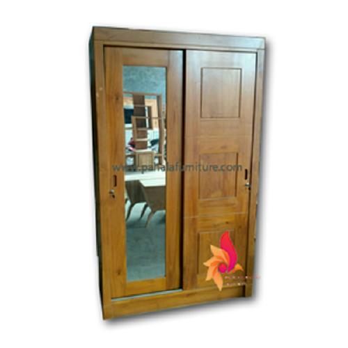 Lemari Pakaian Jati Minimalis 2 Pintu MPB 01 Almari Sliding Jati