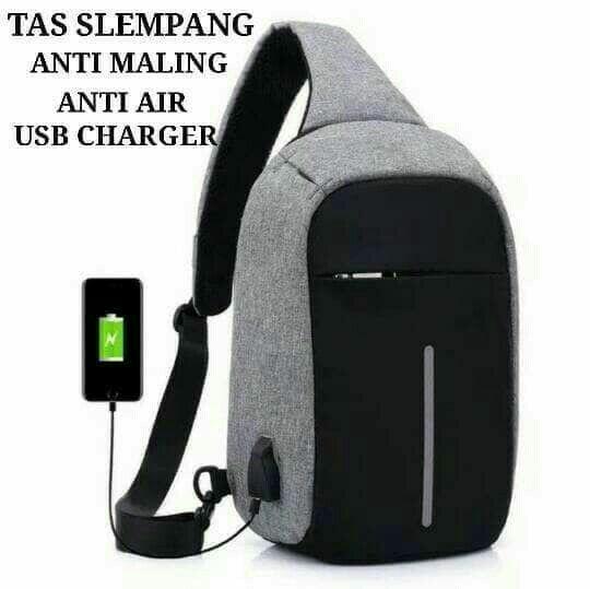 SELALU ADA - Tas Selempang Anti Maling - Anti Air - plus USB Charger