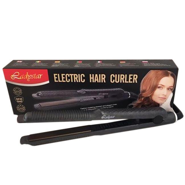 PROMO LAZADA Catokan Spesial Salon Kecantikan Rambut/ Catok Temperatur Suhu LadyStar 2 in 1 Pelurus dan Curling LS-768 - Hitam