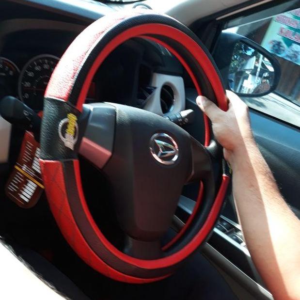 cover stir mobil red black MBtech bordir