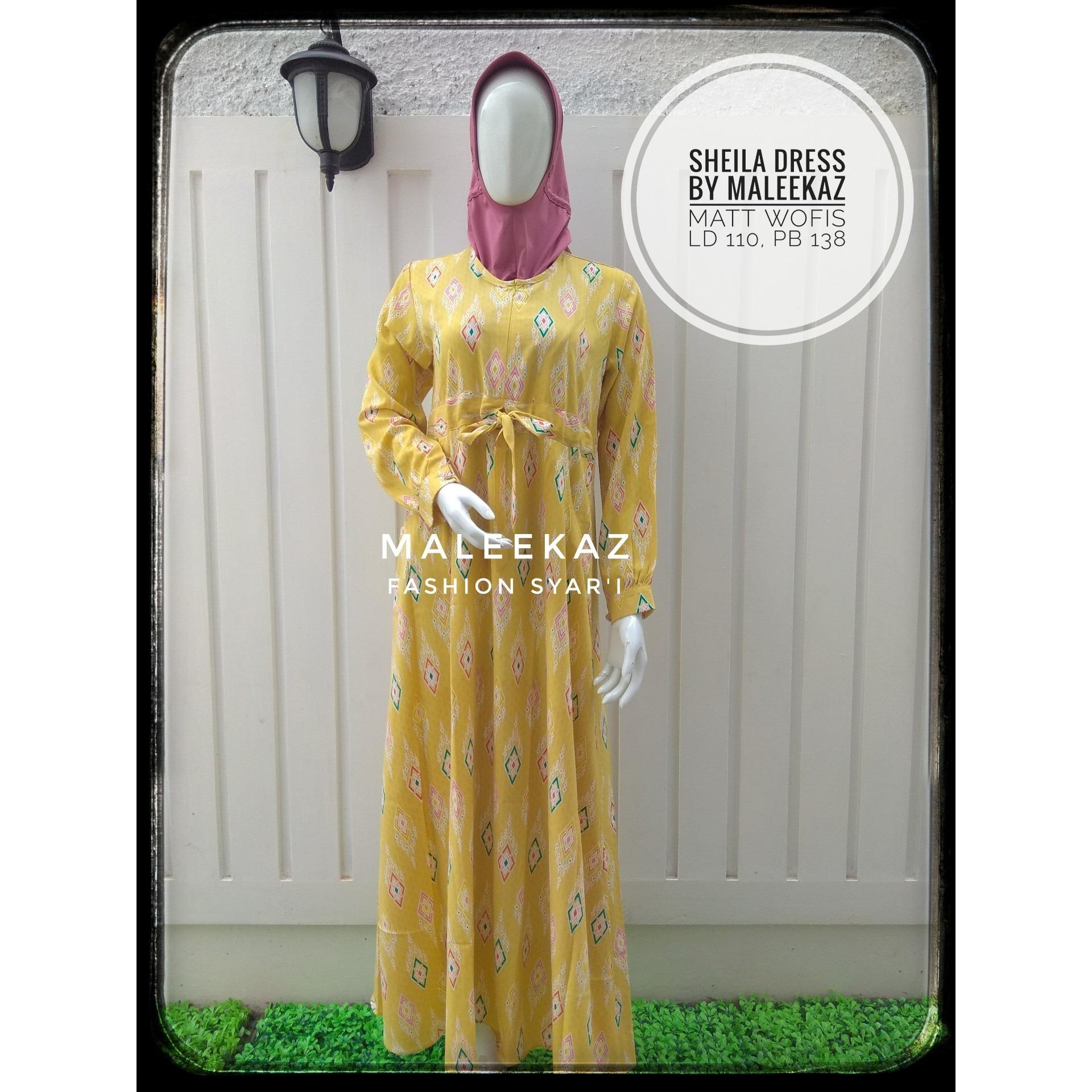 Gamis Syari Maleeka Sheila Batik Dress - Kuning