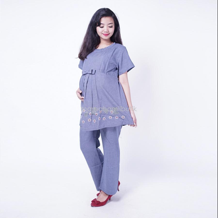 Ning Ayu Setelan Hamil CP Pita Rose - STD 70 / Baju Hamil untuk kerja Lengan Panjang / Baju Hamil Seksi / Baju Hamil Gamis / Baju Menyusui Modis / Baju menyusui Murah / Baju Menyusui Terbaru / Baju Menyusui Keren