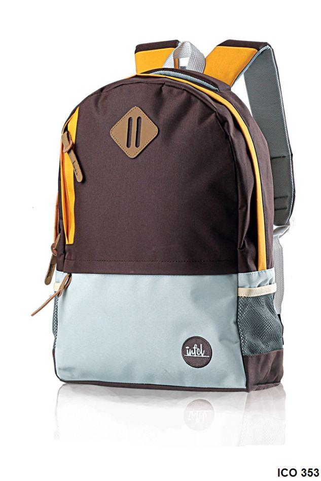 Tas Sekolah Model Terbaru D 300 Coklat Abu Laptop ICO 353