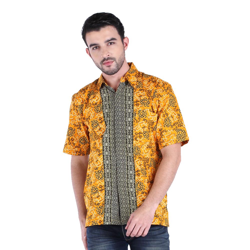 Hem Batik Pria Rianty Batik Hem Mahesa Yellow Hem Kemeja Katun Batik Pria Lengan Pendek