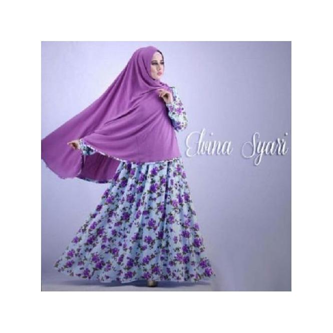 PROMO BAJU - SUPPLIER GROSIR BAJU MUSLIM WANITA MAXI BUSUI SYARI GAMIS ELVIRA LENGAN PANJANG PEREMPUAN DEWASA WARNA UNGU MURAH GROSIR KEKINIAN BAHAN JERSEY