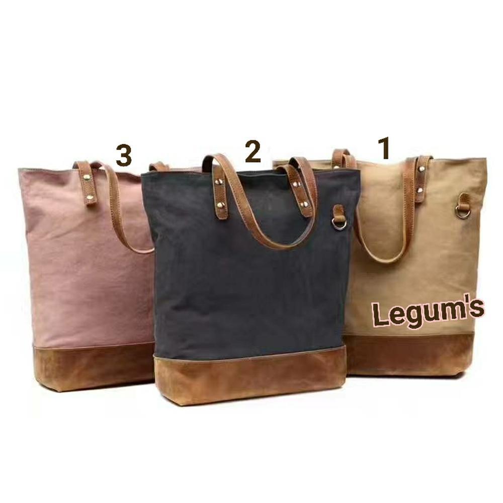 Promo Totebag Kanvas Kombinasi Kulit Tas Kanvas Import Selempang Tas Pria Tas Wanita Tas Santai