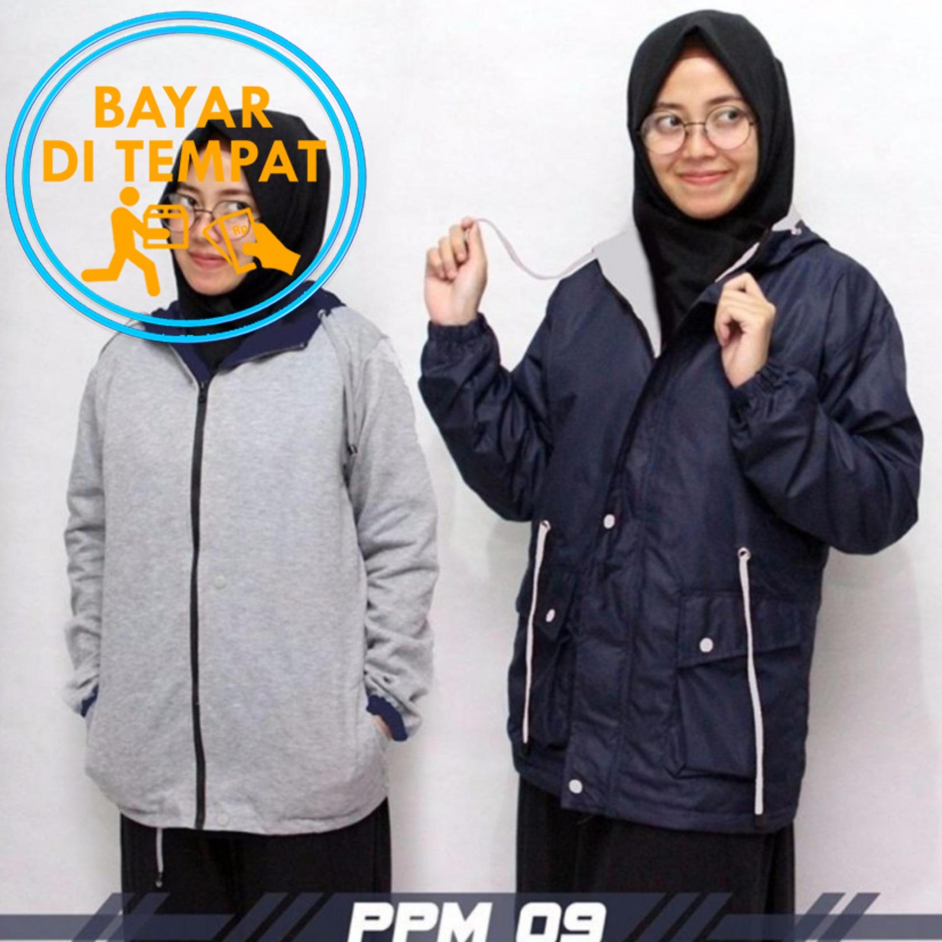 Jaket Murah Parka Bolak Balik Wanita Navy-Grey (Best Seller)