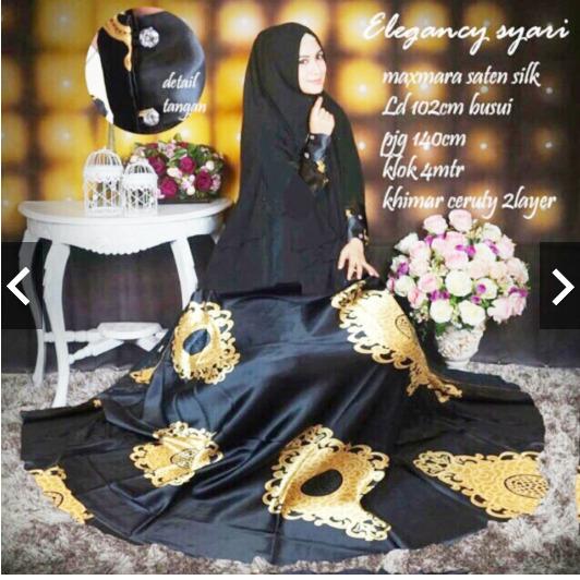 IndonesiaHeritage Syari Pesta Elegan 1 set dengan Khimar - Gamis Pesta Mewah - Baju Kondangan Muslimah - Gaun Pesta Maxmara Silk Saten Velvet - Maxy dress