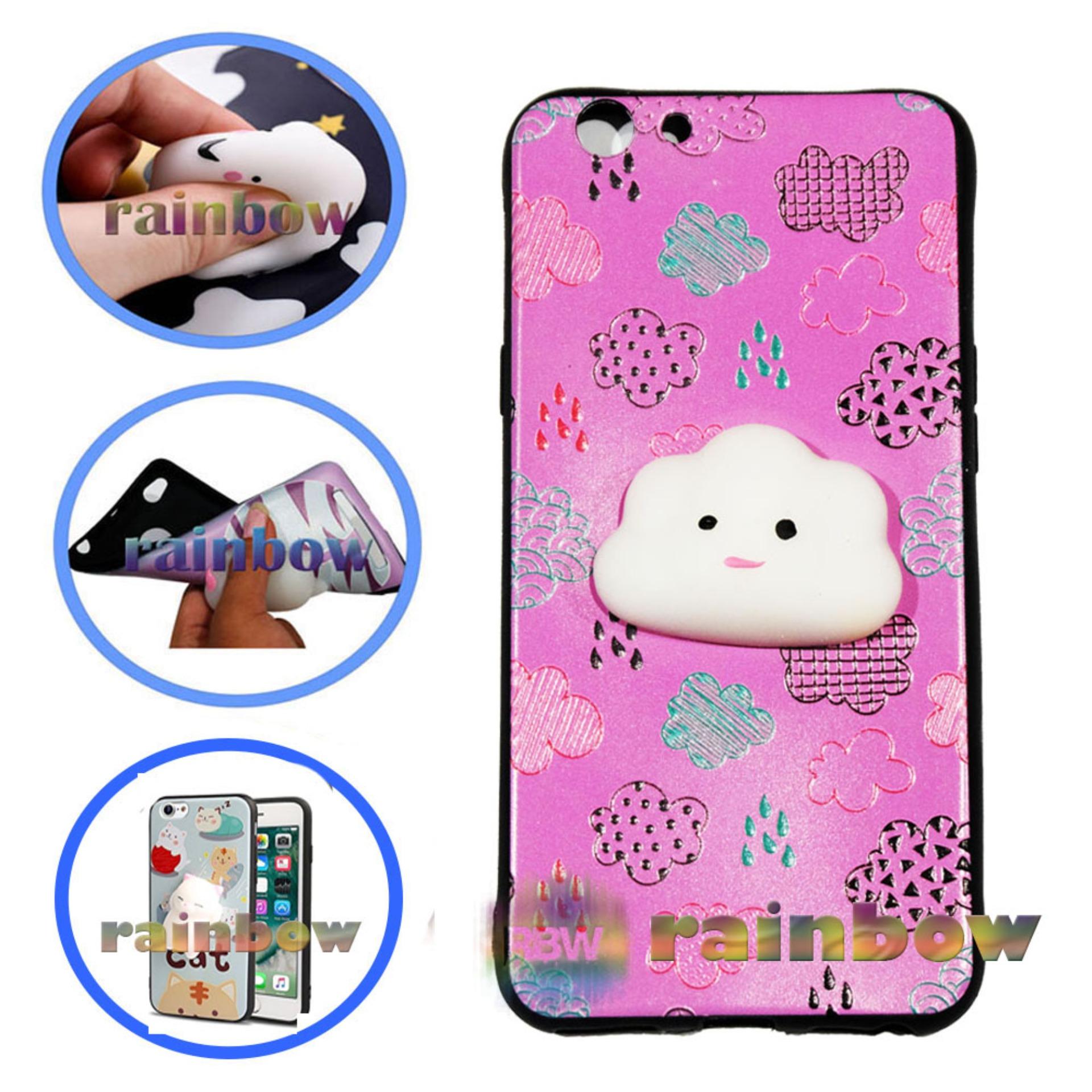 Rainbow SQUISHY Case Oppo F1s Selfie Expert A59 Squishy Cloud Pinky / Custom Case Squeeze Oppo F1S A59 / Case Silikon 3D Squishy Oppo A59 / Silicone 4D Boneka / Case Unik / Casing Oppo - Awan