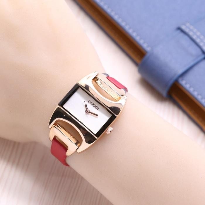 Jam Tangan Wanita / Cewek Murah Gucci Rahela Leather Red