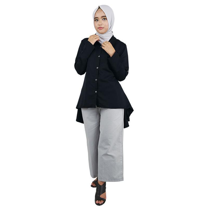 Baju Setelan Muslim Muslimah Wanita Cewek Warna Hitam Abu RMZ 011 RZ