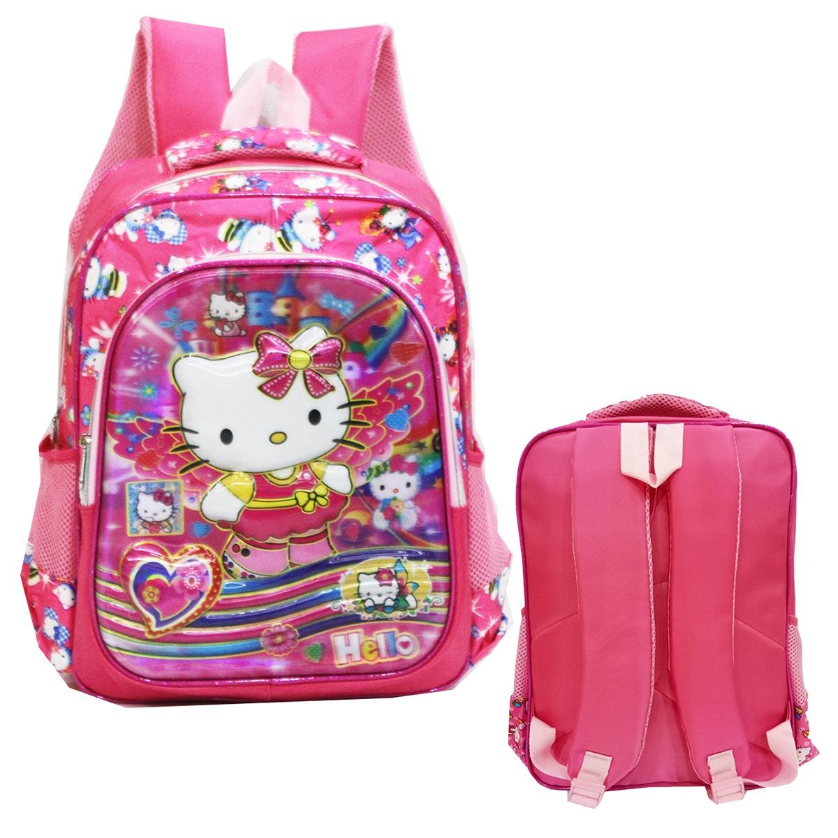 Onlan Tas Ransel Anak Sekolah SD Motif Karakter Hello Kitty 5D Timbul Hologram Import Dua Kantung - Pink
