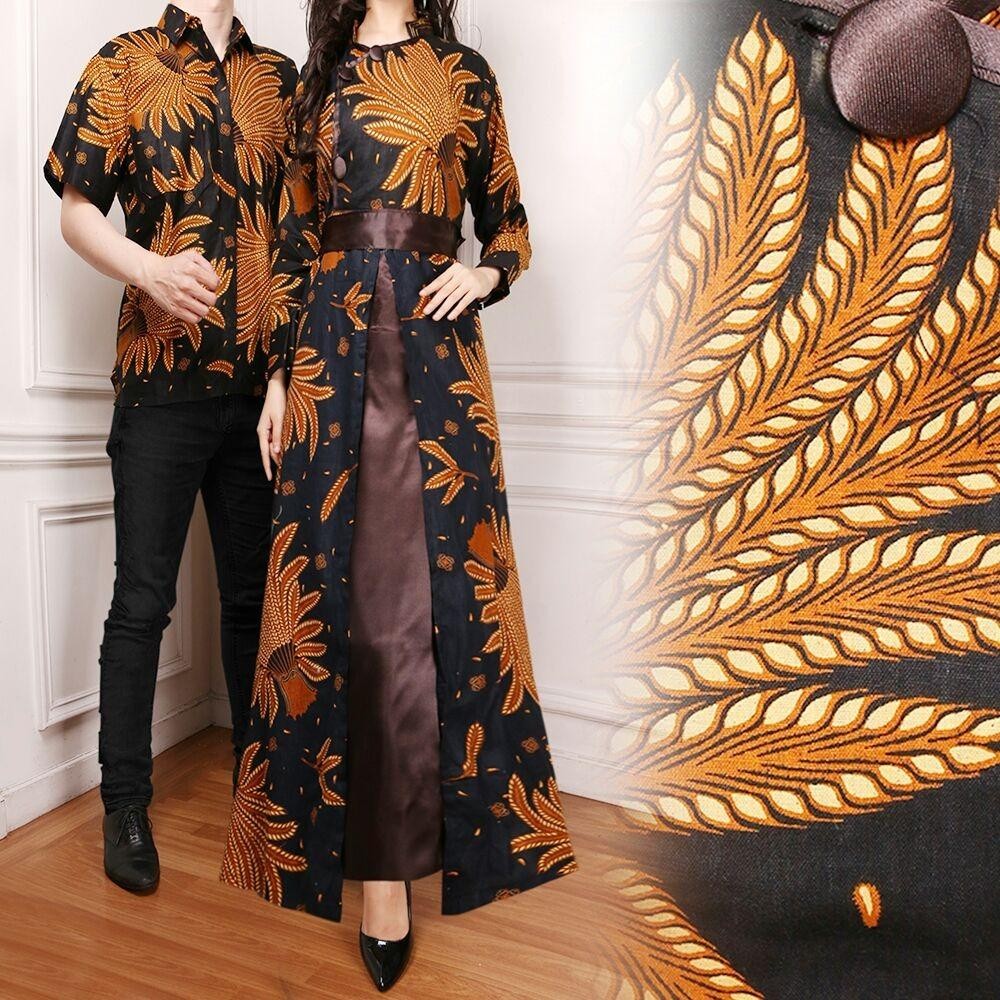 Miracle Couple Gamis Longdress Kinan dan Kemeja Batik Pria