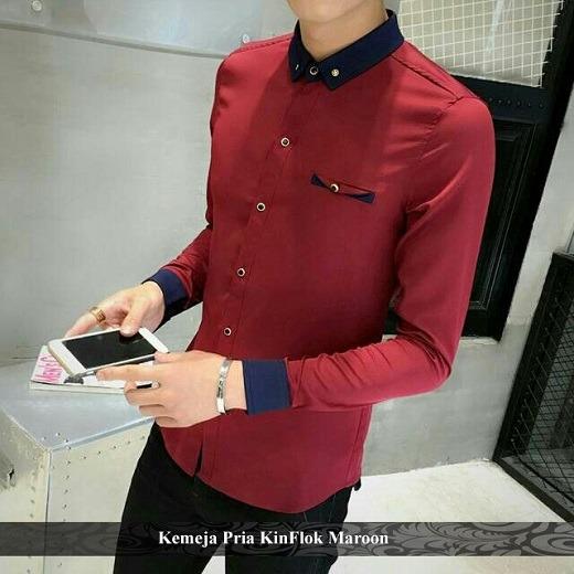 PROMO Kemeja Pria - Kemeja Cowok Online - Kemeja Kinflok Maroon