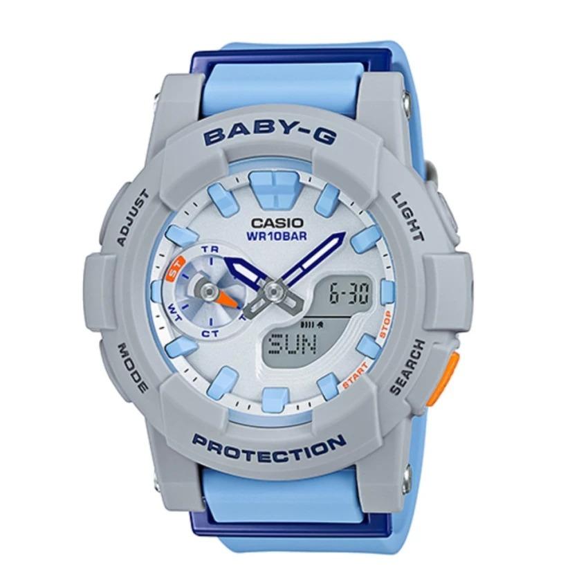 Jam Tangan Wanita Casio BabyG BGA-185 grey list blue ori bm