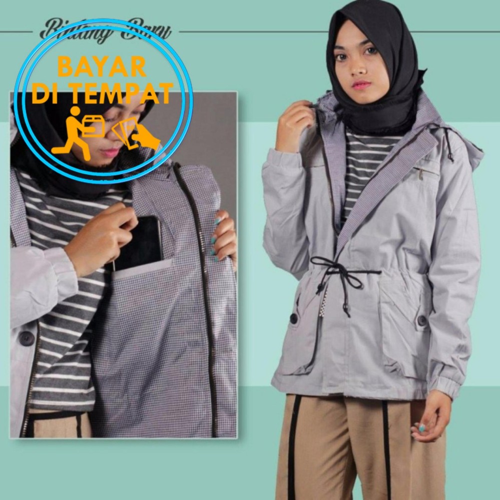 Parka Wanita Murah Zipper Premium Grey (Best Seller)