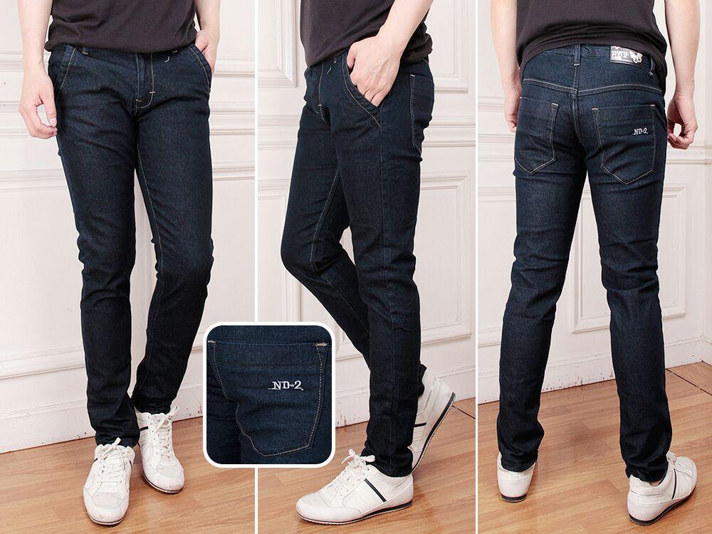 Saroha – Celana Pria Slim Fit - Celana Jeans Pria Model Skinny Pensil Bahan Softjeans Street Ripped - Dongker