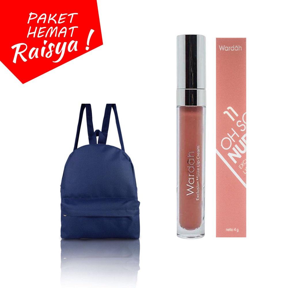 Raisya Paket Hemat Wardah Lip Cream 11 Dan Raisya Ransel Mini Kanvas Polos