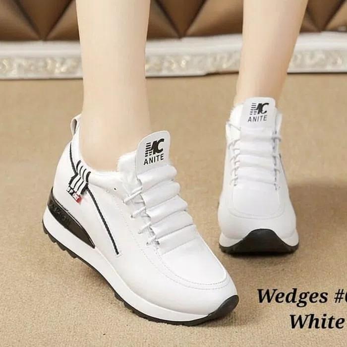 Ezell shop sepatu kets wedges putih baru murah