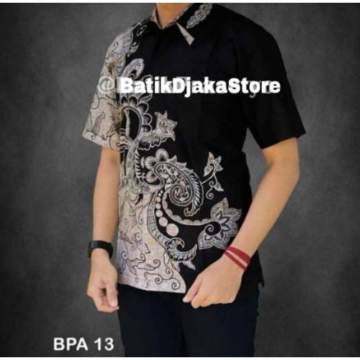KEMEJA BATIK BATIK PEKALONGAN KEMEJA HEM BATIK PENDEK EKSLUSIF MURAH KEREN - BATIK BLACKSWEET