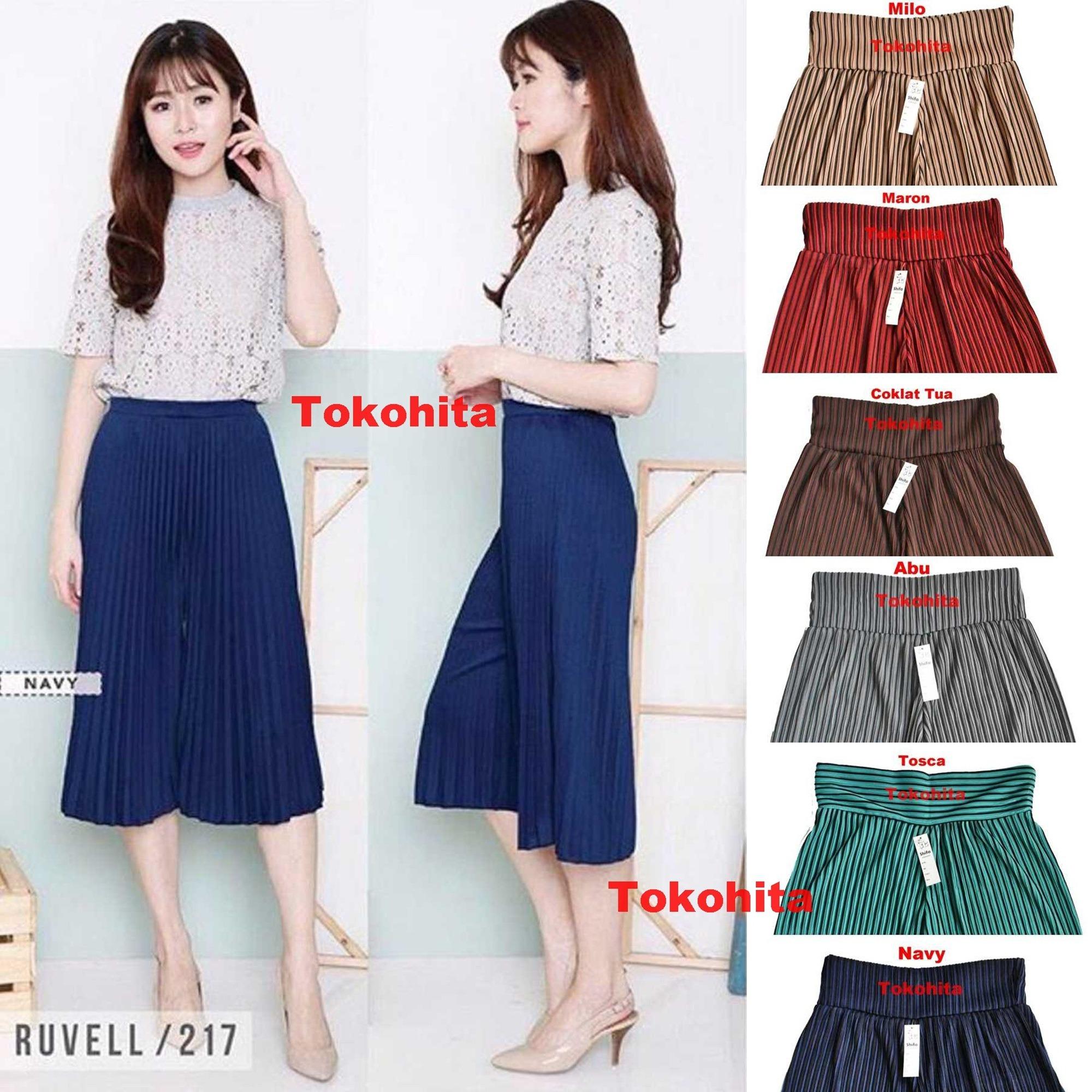 SF Celana Kulot Plisket Babat Kedoray Salur Pendek 7/8 Dewasa fit to XL